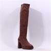 Miss Elastic Hilary Platform Long Boot - Brown Suede